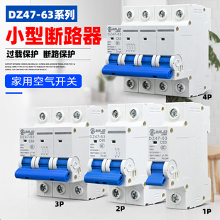 小型断路器DZ47空气开关家用短路过载保护器C45漏电空开1234PLE