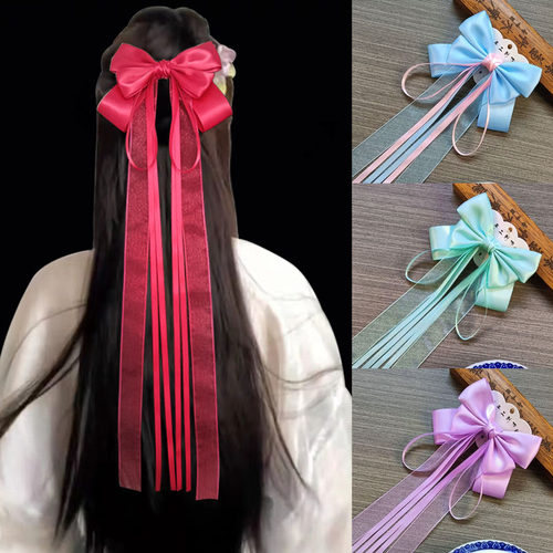 汉服发饰珍珠纱飘带古风加长发带