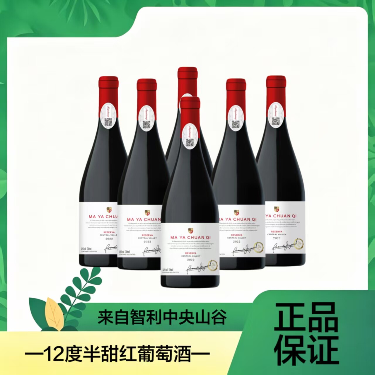 红酒整箱 智利进口12度玛雅传奇.坡地半甜红葡萄酒整箱礼盒6支装