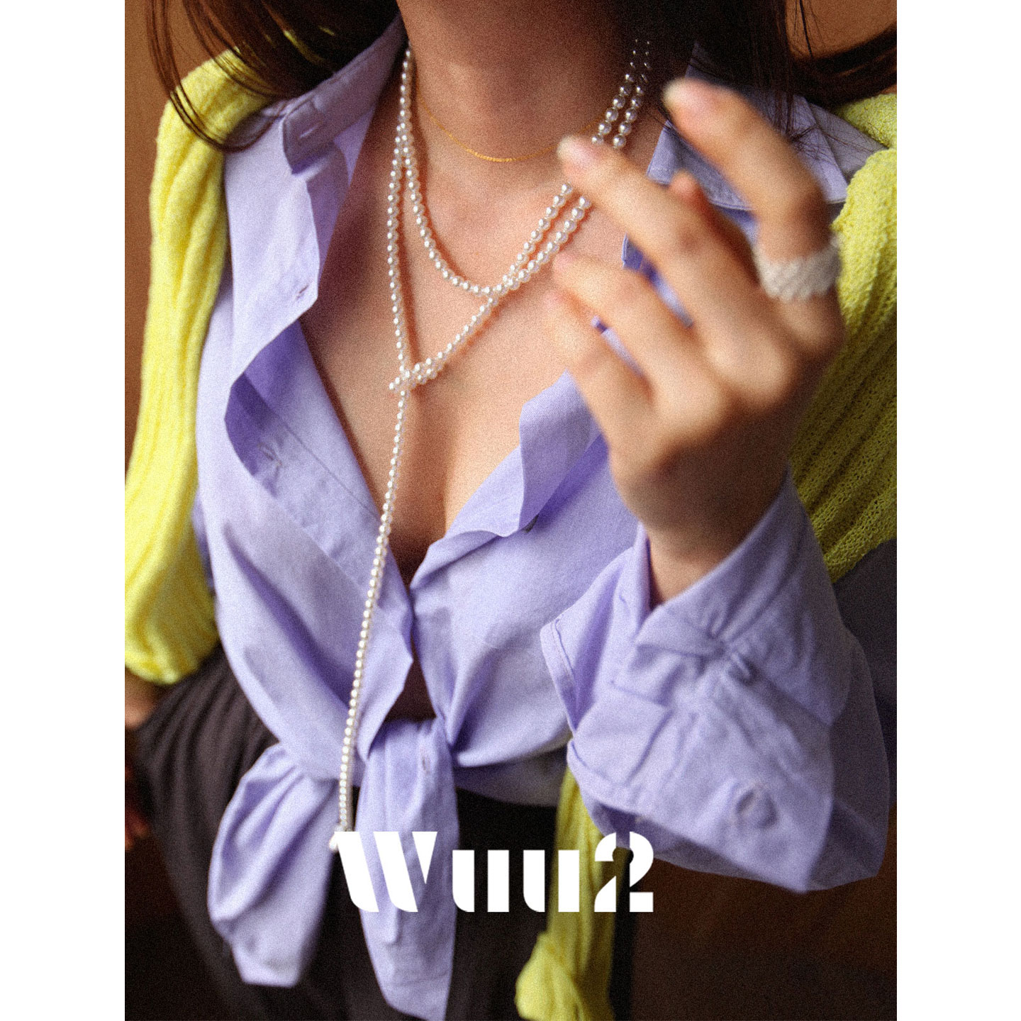 Wuu2淡紫色苎麻衬衫女简约