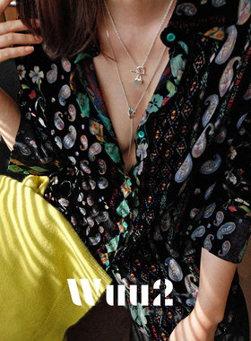 Wuu2 珀尔修斯 复古腰果花立体丝绒雕花衬衫女设计感独特小众衬衣