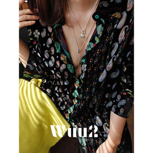女设计感独特小众衬衣 复古腰果花立体丝绒雕花衬衫 Wuu2 珀尔修斯