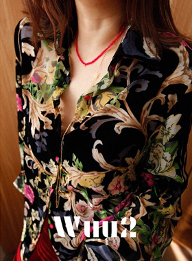 Wuu2 致命花神 复古繁花丝绒衬衫女宽松高级感绝美巨好看小众上衣