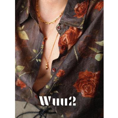 Wuu2复古设计感玫瑰印花长袖衬衫