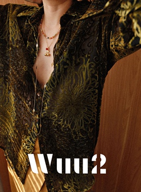 Wuu2 胡椒醉 金棕流光植绒图腾衬衫女长袖复古小众不撞款丝绒衬衣