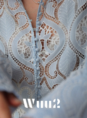 Wuu2 肌肤之花 重工艺术手工立体蕾丝镂空衬衫女复古宽松长袖上衣