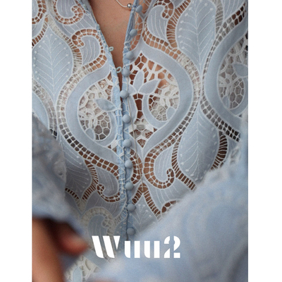 Wuu2重工复古蕾丝镂空长袖衬衫