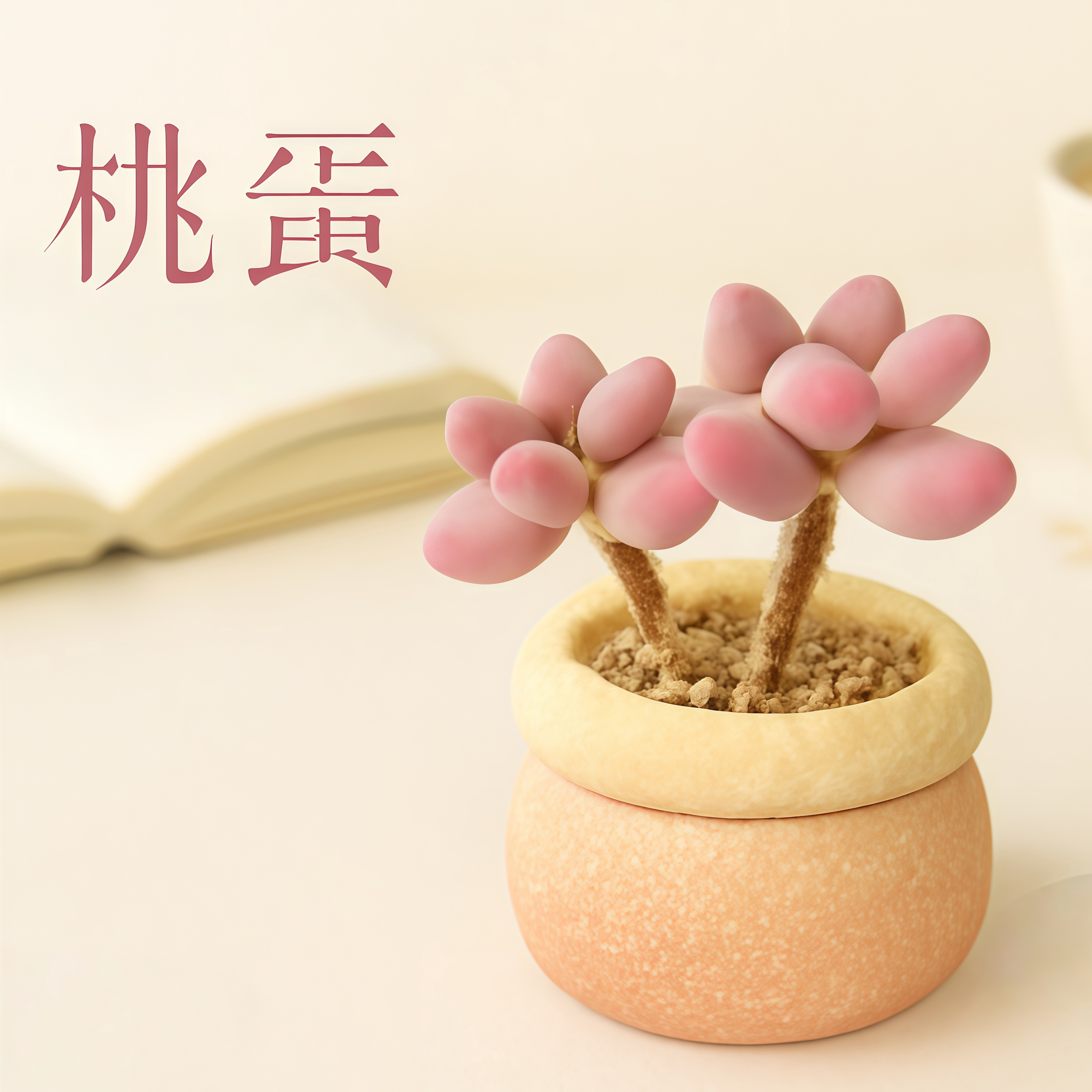 自然视界 丸叶亚美桃蛋多头精品多肉植物桃之卵粉糖果冻色组合花