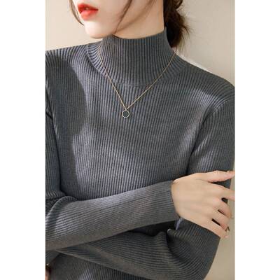 春新品黑色领长袖高针826C#10-织打底衫毛衣女修身加季加厚慵绒懒