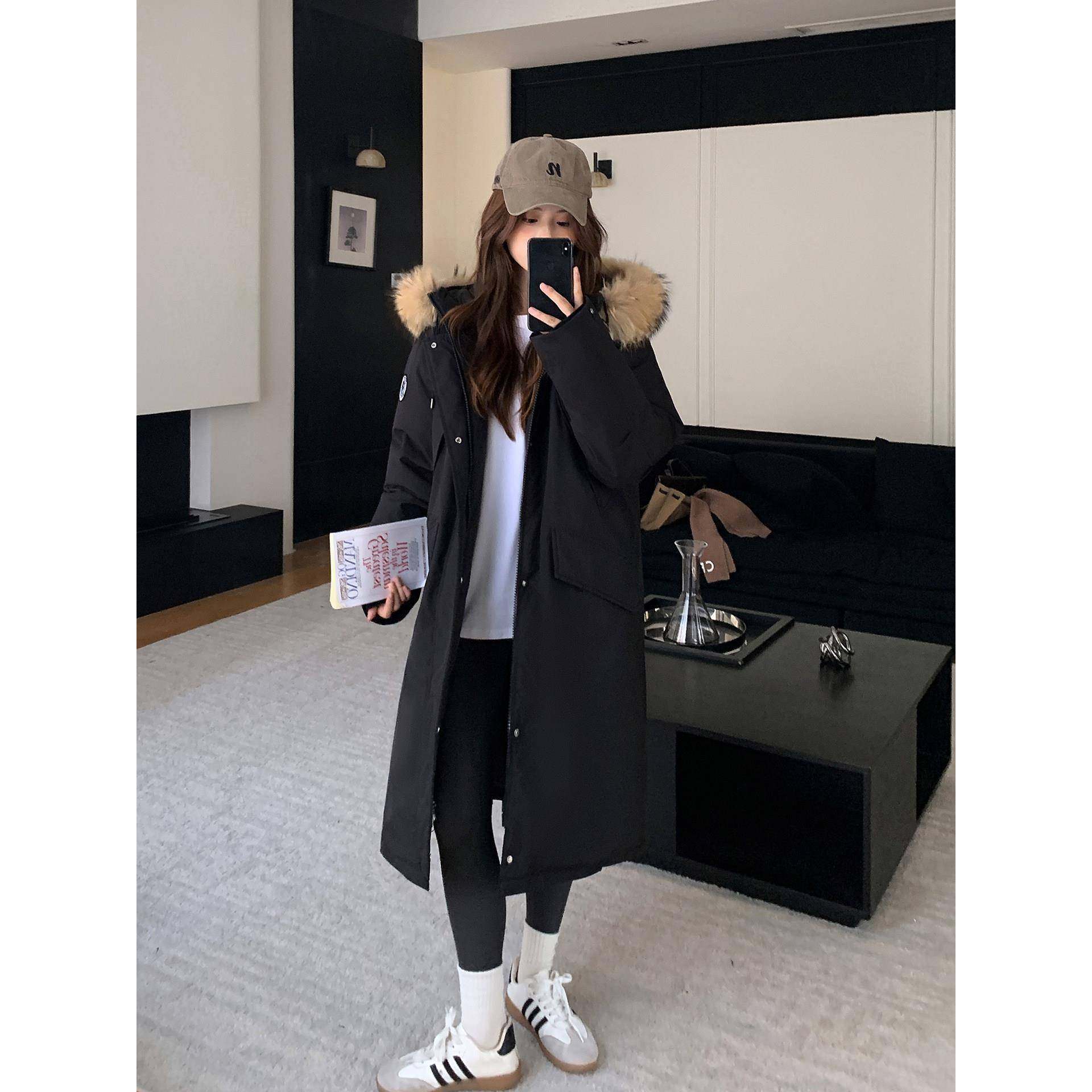 2服02年新款冬季长款5工装派克羽绒棉服J6870女覆古大袄毛领棉情