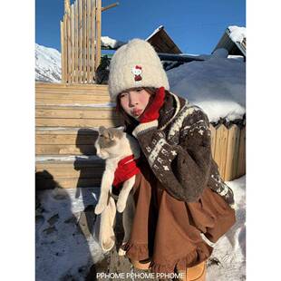 覆古术学重YBF工加厚费生尔岛毛衣冬季保业暖连帽夹克开艺衫