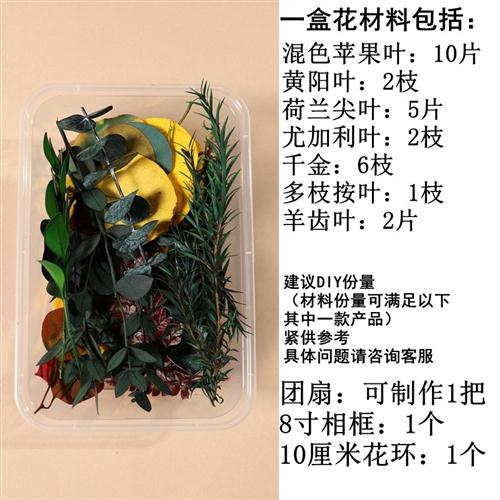 diy干花材料包永生花新手练习满天星团扇花环贴花相框手工制作