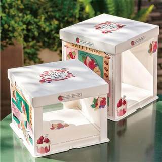 生日透明蛋糕盒包装盒子6寸8寸10寸单层双层加高方形网红手提包邮