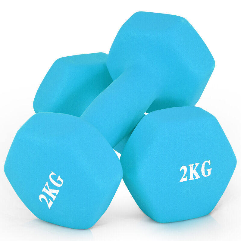 诚悦彩色浸塑哑铃男女家用健身塑型器材组合套装2kg*2宁静蓝色CY-