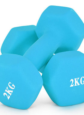 诚悦彩色浸塑哑铃男女家用健身塑型器材组合套装2kg*2宁静蓝色CY-