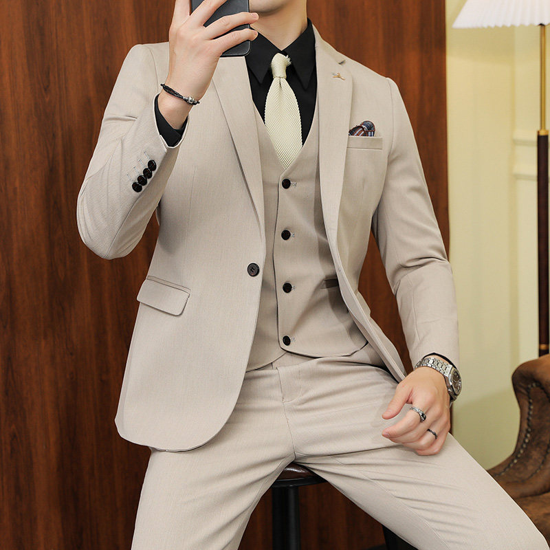 SUIT SUIT MENS KOREAN VERSION OF THE SELF-CULTIVATION PROFESSIONAL DRESS GROOM WEDDING DRESS BRITISH WIND HANDSOME CASUAL SMALL SUIT