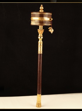 亚青超大号纯铜手摇转轮特大号手动圣大转桶转筒佛堂家用摆件92cm