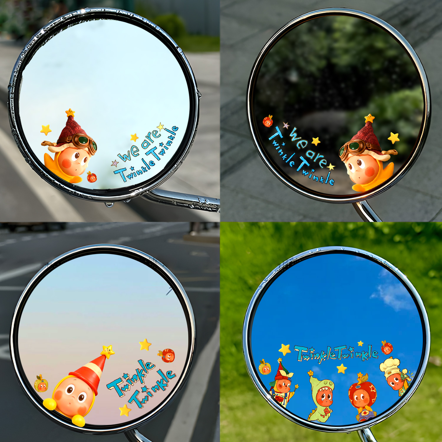 电动摩托车后视镜可爱卡通贴画