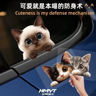 汽车贴纸个性 饰划痕贴 创意猫咪车贴趣味可爱宠物猫车身后玻璃装