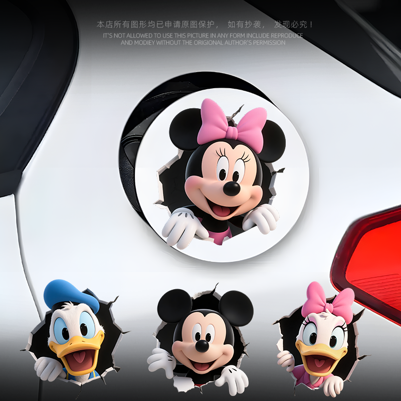 可爱3D米奇探头车窗贴电动车贴纸