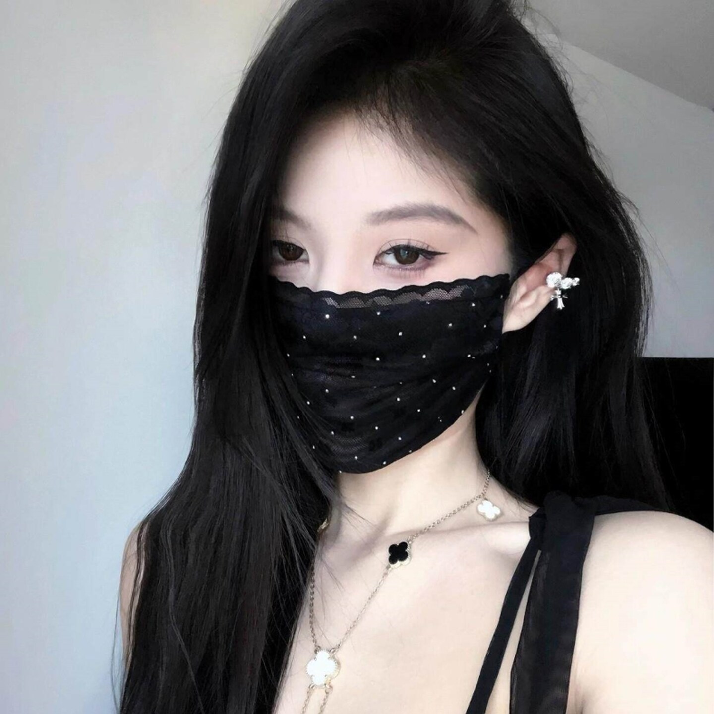 女士蕾丝面罩秋冬骑行防风防晒口罩护眼角高颜值透气遮紫外线灰尘