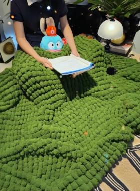 秋天第一条抹茶绿毛毯必须手织