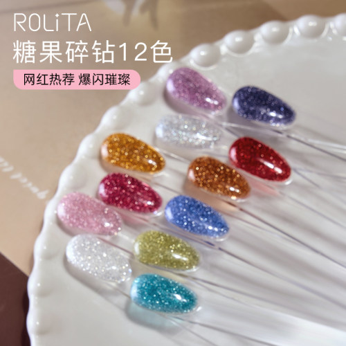 Rolita美甲爆闪糖果碎钻甲油胶