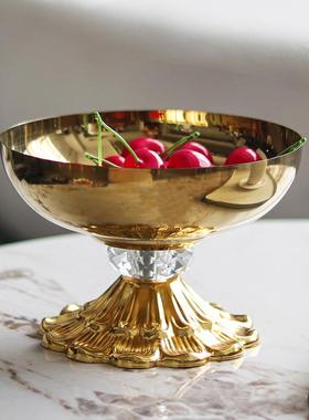 轻奢高脚底座水果盘摆件客厅茶几餐台零食盘果盆果兜干果盘装饰品