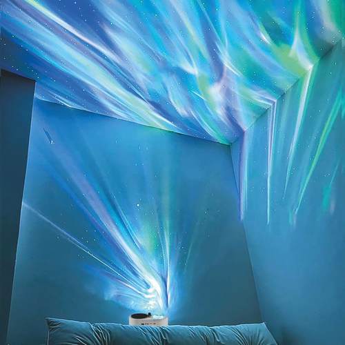 唱片蓝牙音响旋转极光灯水波纹投影氛围灯usb卧室床头星空灯