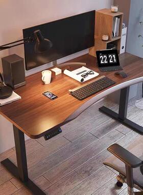 全实木电动智能升降书桌电脑家用电竟一体桌转角桌儿童写字办公桌