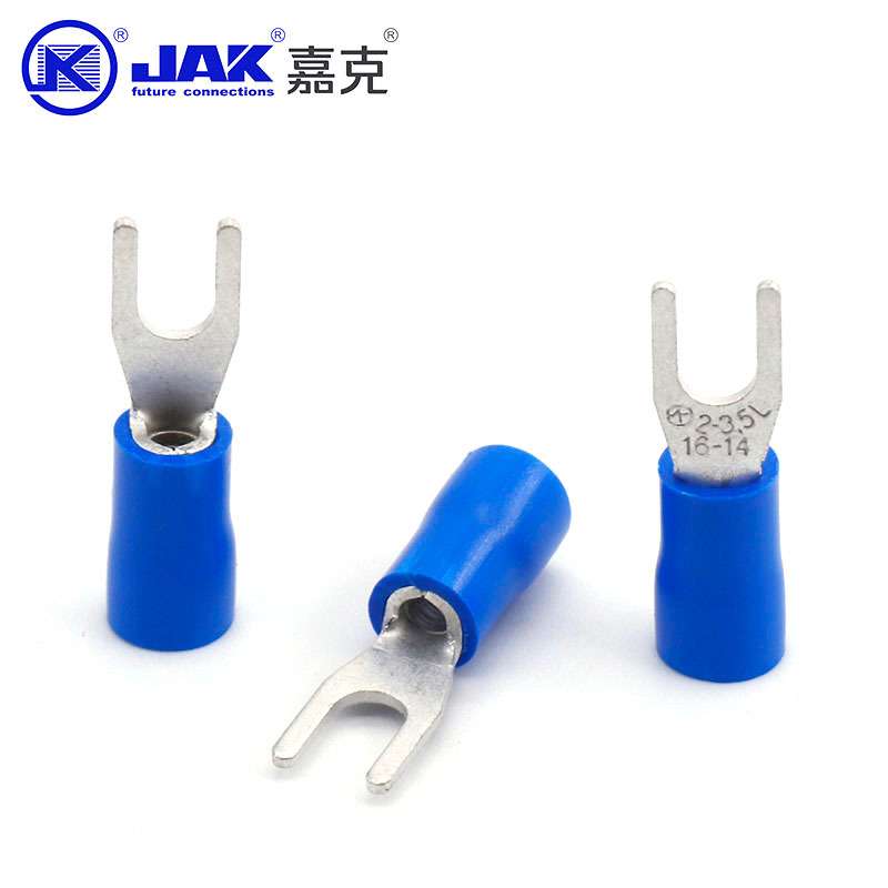 SV2-3.5L紫铜线耳线鼻子 开口3.7mm叉形冷压接线端子 U型绝缘端头