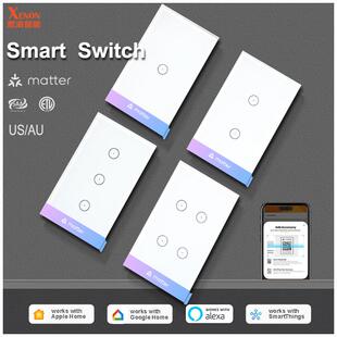 新品matter智能开关 美规澳规语音开关 118钢化玻璃触摸智能开关