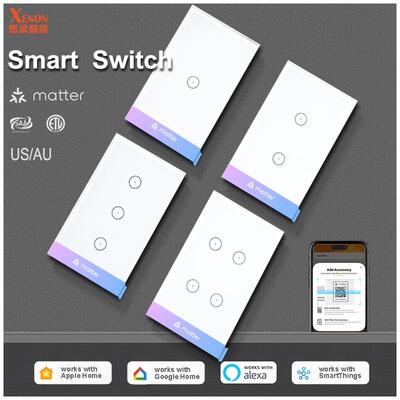 新品matter智能开关 美规澳规语音开关 118钢化玻璃触摸智能开关
