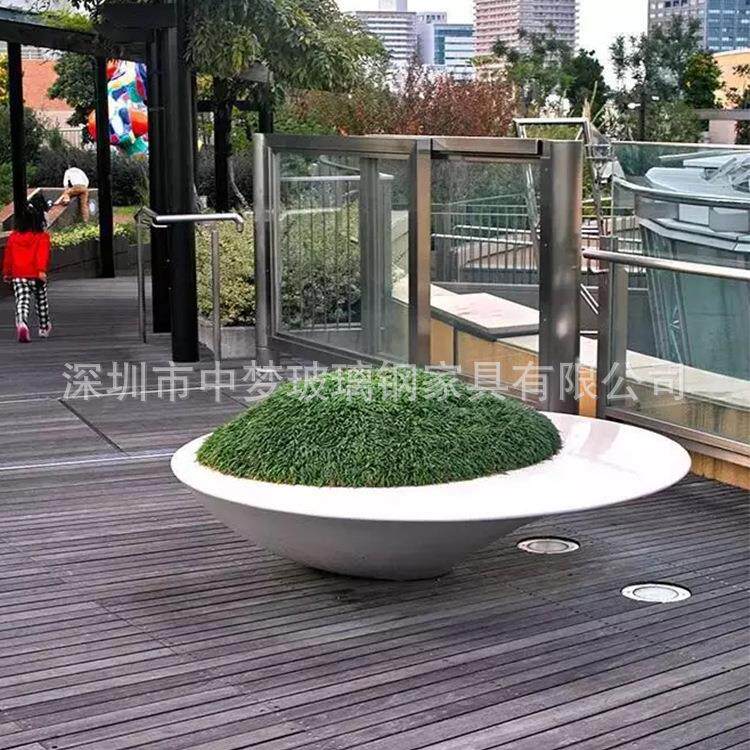 商场座椅花盆飞碟造型户外广场时尚异形花盆花器需打胶水固定户外