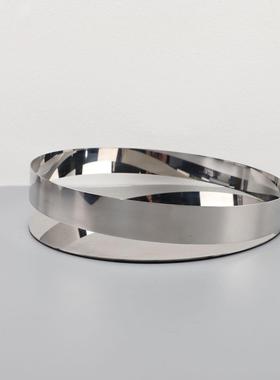 现代简约钛黑圆形开口托盘摆件样板房客厅茶几家居软装饰品摆件