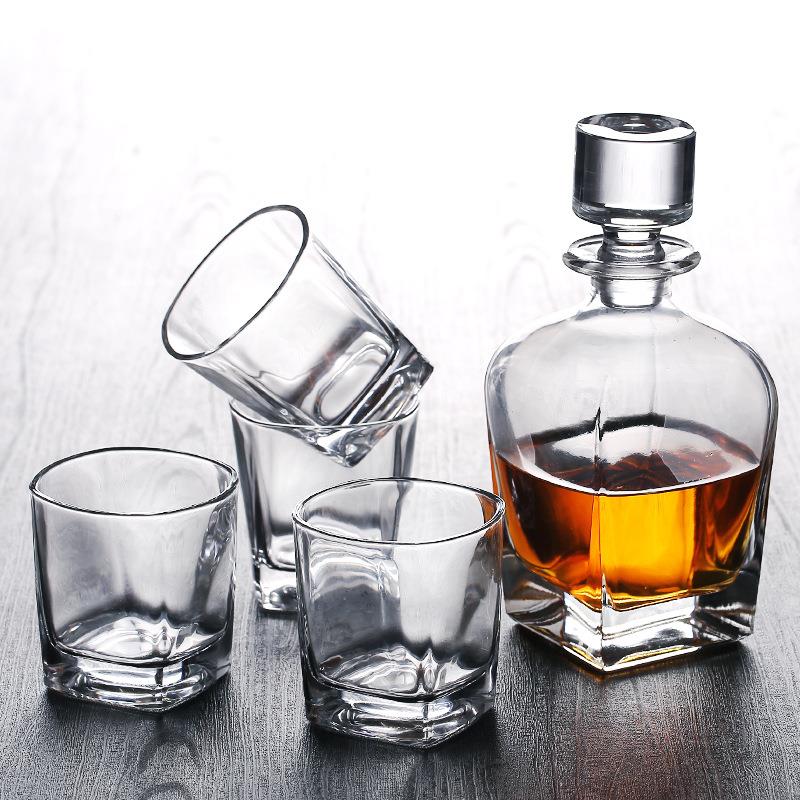水晶玻璃威士忌瓶酒樽洋酒瓶酒杯装饰酒柜醒酒器带盖酒具套装