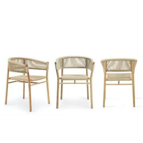 户外藤椅实木绳编靠背椅休闲桌椅组合手编绳民宿单人椅酒店家具