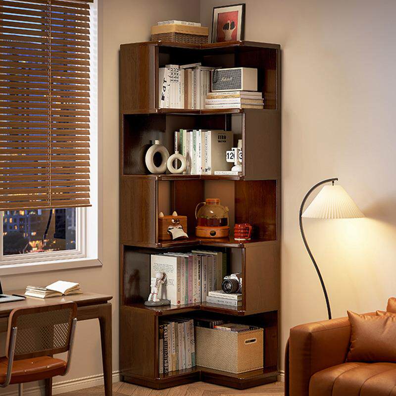 全实木转角书柜落地置物架学生家用客厅角柜墙角收纳拐角床头书架