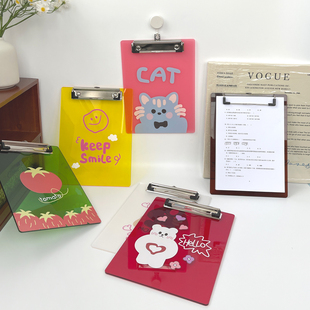 亚克力创意硬板夹A4写字垫板小学生作业A5试卷资料夹板高颜值卡通可爱文件夹餐厅写菜单定制画面照片LOGO标识