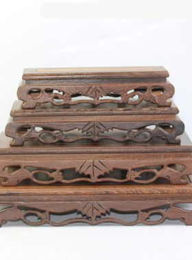 清江引鸡翅木长方形实木底座雕刻工艺品托架摆件底座奇石花盆佛像