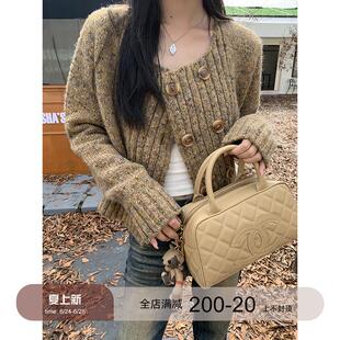 红人馆针织开衫女秋季2025新款设计感上衣高级感外搭长袖毛衣外套