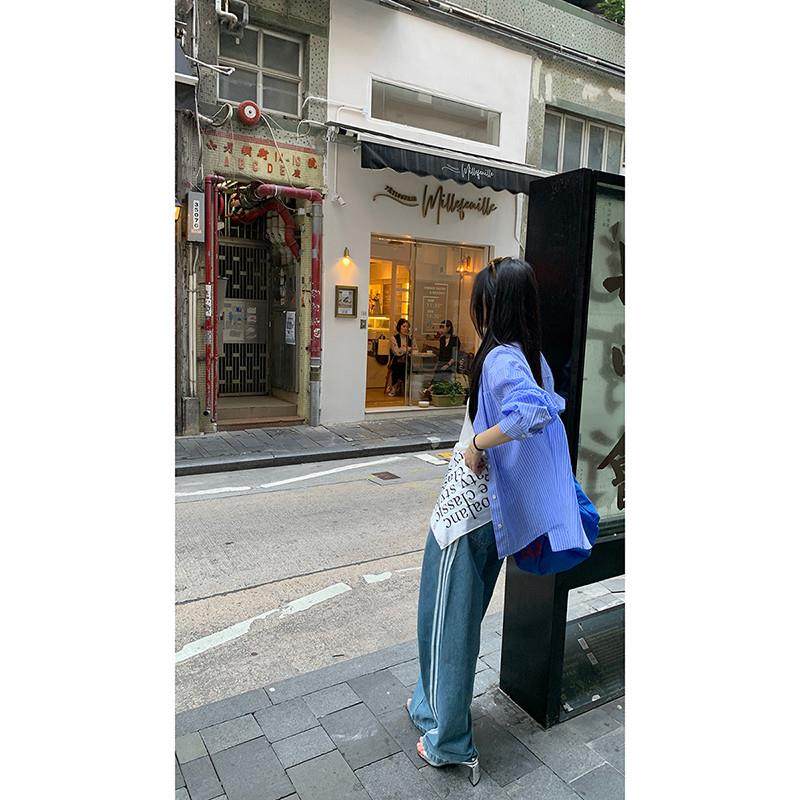 红人馆直筒牛仔裤女2025新款春秋阔腿宽松高腰蓝色显瘦美式裤子女,女装/女士精品,牛仔裤,淘宝优惠券,粉丝福利购,淘宝优惠卷