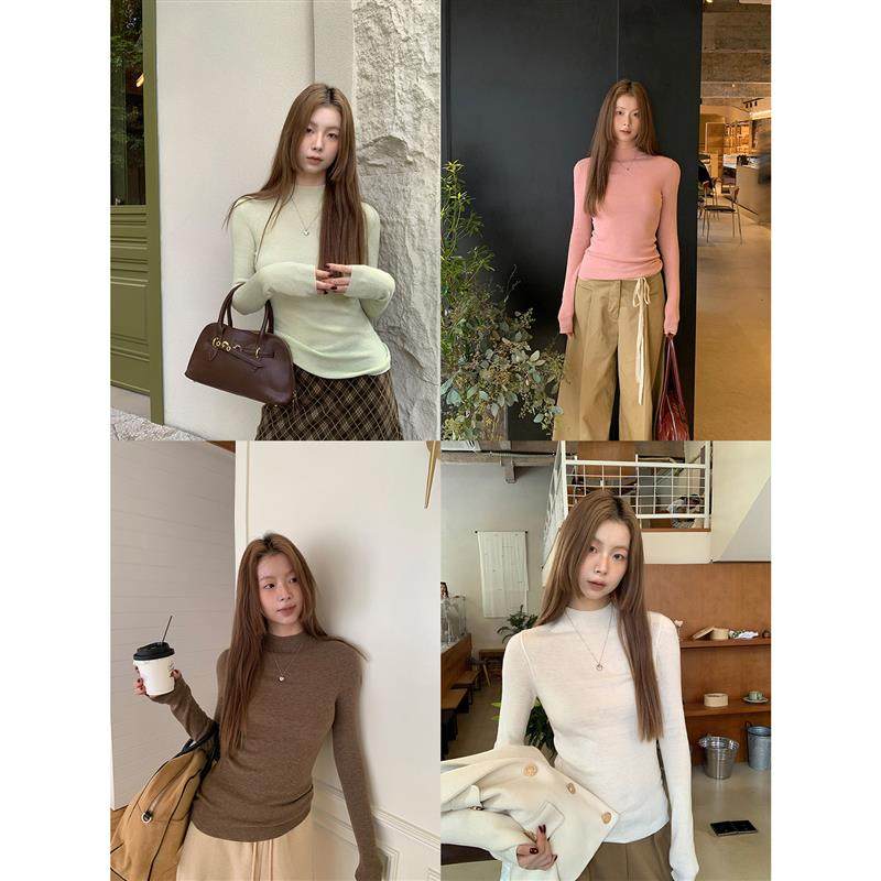 红人馆套头毛衣女秋季慵懒高级感半高领上衣长袖修身设计感针织衫,女装/女士精品,毛衣,淘宝优惠券,粉丝福利购,淘宝优惠卷