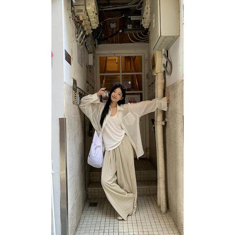 红人馆防晒衬衫女夏2025新款法式宽松上衣设计感气质长袖小众衬衫,女装/女士精品,衬衫,淘宝优惠券,粉丝福利购,淘宝优惠卷