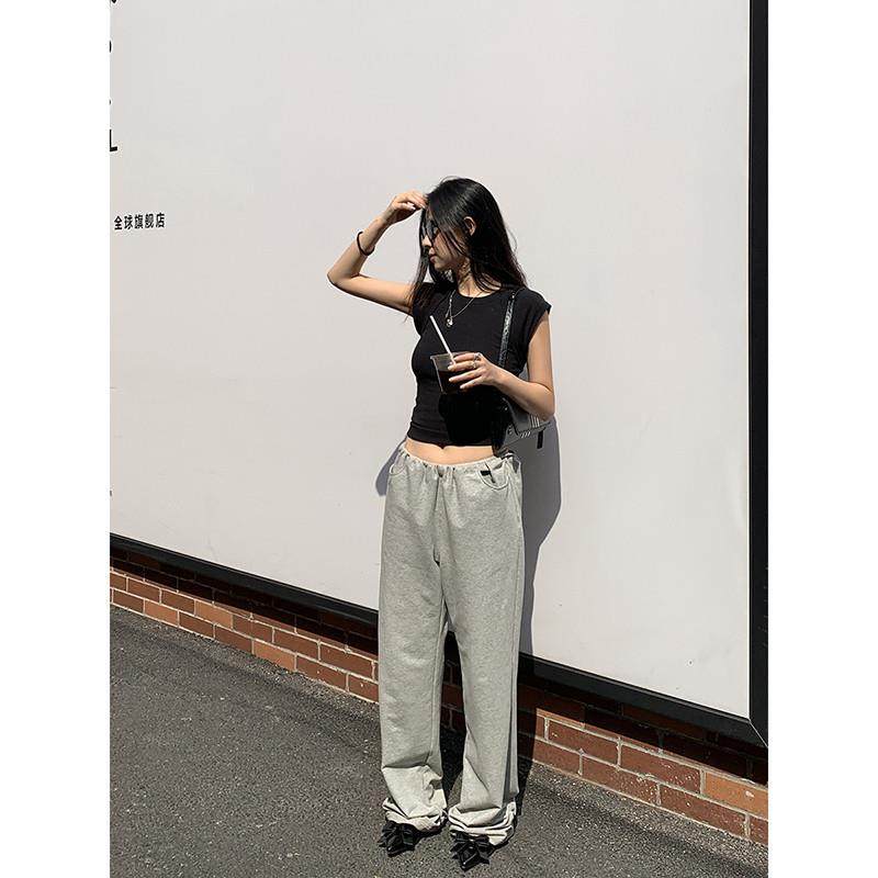 红人馆灰色阔腿裤女秋季2025年新款高腰垂感设计感裤子直筒休闲,女装/女士精品,休闲裤,淘宝优惠券,粉丝福利购,淘宝优惠卷