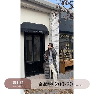 红人馆连帽针织衫女2024新款秋冬外套超好看中长款慵懒风毛衣开衫