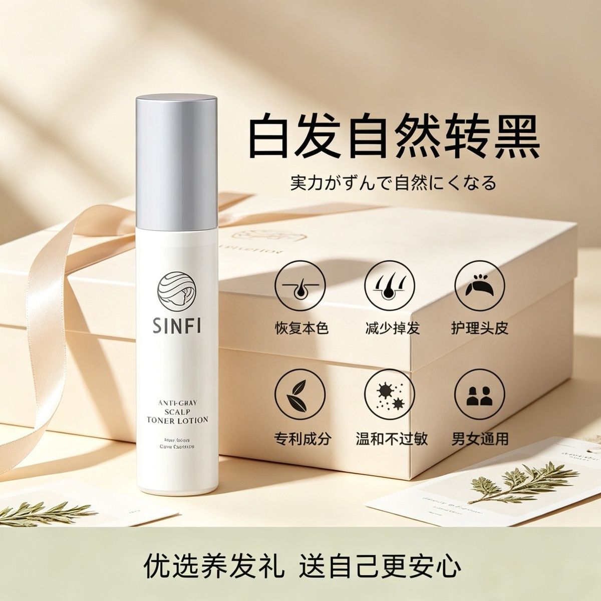 SINFI日本进口黑发营养液少白头不用染滋养发根白发慢慢变黑神器