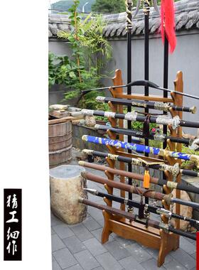 落地多层刀剑架立式刀剑一体实木架关公棍架十八般兵器架架枪长兵