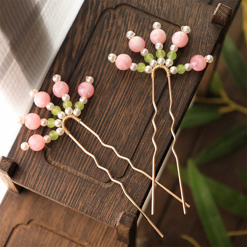 汉服古风发饰小花点缀发钗汉服掩鬓小钗配饰新中式小清新头饰发簪