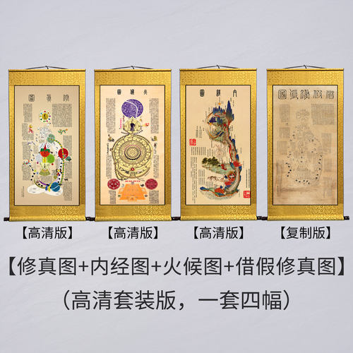 高清黄帝内经图卷轴挂画道中医馆